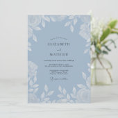 Invitation Mariage aux Feuilles Blanches de Bleuet (Debout devant)