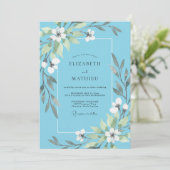 Invitation Mariage aux Feuilles Blanches et Fines (Debout devant)