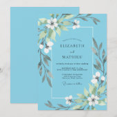 Invitation Mariage aux Feuilles Blanches et Fines (Devant / Derrière)