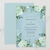 Invitation Mariage aux Feuilles Blanches et Glacées (Devant / Derrière)
