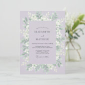 Invitation Mariage aux Feuilles Blanches et Lilas (Debout devant)
