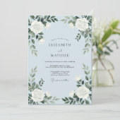 Invitation Mariage aux Feuilles Blanches Poudrées (Debout devant)