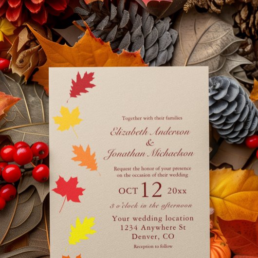 Invitation Mariage aux feuilles d'automne