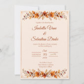 Invitation Mariage aux feuilles d'automne rustique (Devant)