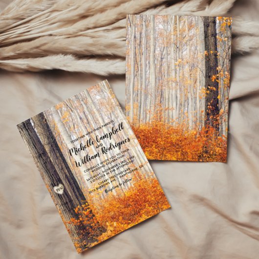 Invitation Mariage aux feuilles d'automne rustiques