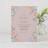 Invitation Mariage aux Feuilles de Cendre Corail (Debout devant)