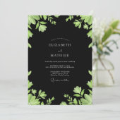 Invitation Mariage aux feuilles de citron vert noir (Debout devant)