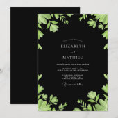 Invitation Mariage aux feuilles de citron vert noir (Devant / Derrière)
