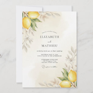 Invitation Mariage aux feuilles de citrus jaunes