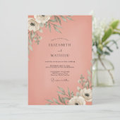 Invitation Mariage aux Feuilles de Corail Atténué (Debout devant)