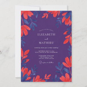 Invitation Mariage aux feuilles de corail pourpre
