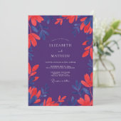 Invitation Mariage aux feuilles de corail pourpre (Debout devant)