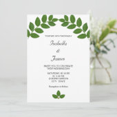 Invitation Mariage aux feuilles de Laurier Vert (Debout devant)
