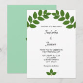 Invitation Mariage aux feuilles de Laurier Vert (Devant / Derrière)