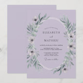 Invitation Mariage aux Feuilles de Lilas (Devant / Derrière)
