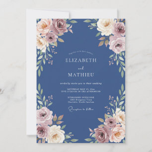 Invitation Mariage aux feuilles de mauve et bleuet