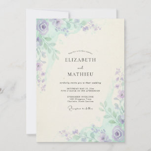 Invitation Mariage aux feuilles de menthe et lavande