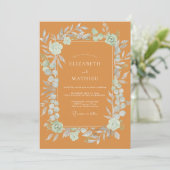 Invitation Mariage aux feuilles de menthe ocre (Debout devant)