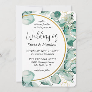 Invitation Mariage aux Feuilles de Menthe Verte Aquarelle