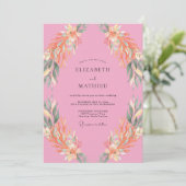 Invitation Mariage aux Feuilles de Orange Bubble-Gum (Debout devant)