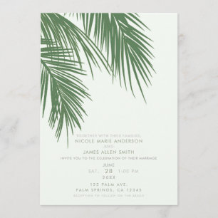 Invitation Mariage aux feuilles de palmier tropical élégant v
