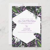 Invitation Mariage aux feuilles de palmier tropicales violett (Devant)