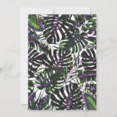 Invitation Mariage aux feuilles de palmier tropicales violett (Dos)