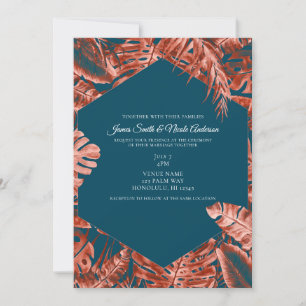 Invitation Mariage aux feuilles de palmiers tropicaux Sienne