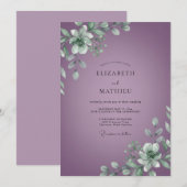 Invitation Mariage aux feuilles de pourpre atténué (Devant / Derrière)