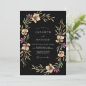 Invitation Mariage aux Feuilles de Prune Noire (Debout devant)