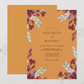 Invitation Mariage aux Feuilles de Prunier Ocres (Devant / Derrière)