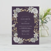 Invitation Mariage aux Feuilles de Prunier Profond (Debout devant)