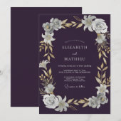 Invitation Mariage aux Feuilles de Prunier Profond (Devant / Derrière)