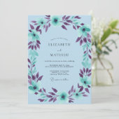 Invitation Mariage aux Feuilles de Prunier Sarcelle (Debout devant)