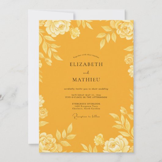 Invitation Mariage aux Feuilles de Safran (Devant)