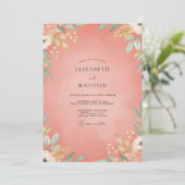 Invitation Mariage aux feuilles de saumon (Debout devant)