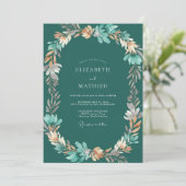 Invitation Mariage aux Feuilles de Téâl Foncé (Debout devant)