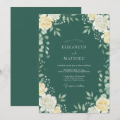 Invitation Mariage aux Feuilles de Téâl Profond (Devant / Derrière)