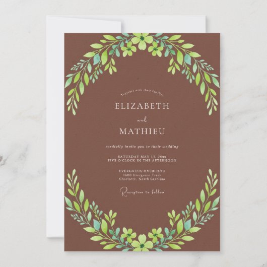 Invitation Mariage aux Feuilles de Terre (Devant)