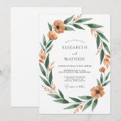Invitation Mariage aux feuilles de terre cuite (Devant / Derrière)