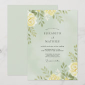 Invitation Mariage aux feuilles délicates jaune beurre (Devant / Derrière)