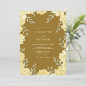 Invitation Mariage aux Feuilles d'Ocre Doré (Debout devant)