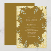 Invitation Mariage aux Feuilles d'Ocre Doré (Devant / Derrière)