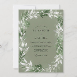 Invitation Mariage aux feuilles d'olive atténuées