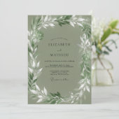 Invitation Mariage aux feuilles d'olive atténuées (Debout devant)