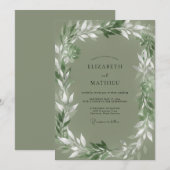 Invitation Mariage aux feuilles d'olive atténuées (Devant / Derrière)