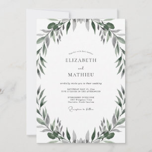 Invitation Mariage aux feuilles d'olive atténuées