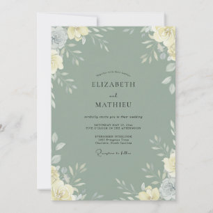 Invitation Mariage aux feuilles d'olive douces et feutrées