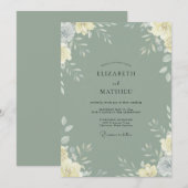Invitation Mariage aux feuilles d'olive douces et feutrées (Devant / Derrière)