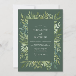 Invitation Mariage aux Feuilles d'Olive Foncé